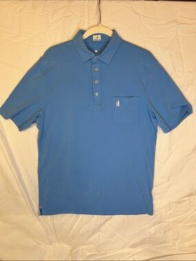 johnnie-O Men's Blue Short-Sleeve Polo with Chest Pocket